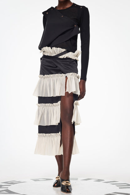Argus Deconstruct Ruch Mesh Split Skirt