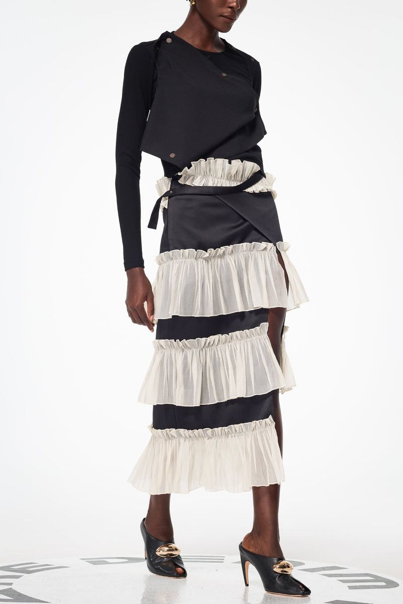 Argus Deconstruct Ruch Mesh Split Skirt