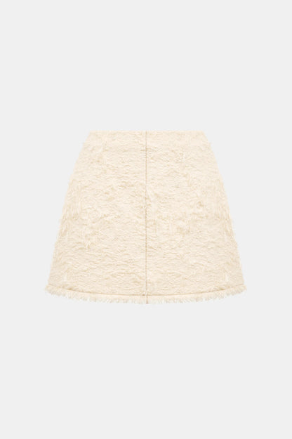 Arife Off Shoulder Bow Crystal Embellished Blazer Two Piece Set - Beige