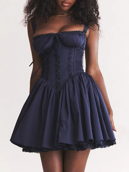 Lace Splicing Strap Mini Dress