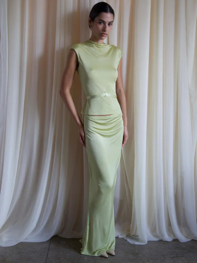 Sleeveless Round Neck Slim Fit Top and Skirt Set for ’s Autumn Winter New Party Two-piece Set
