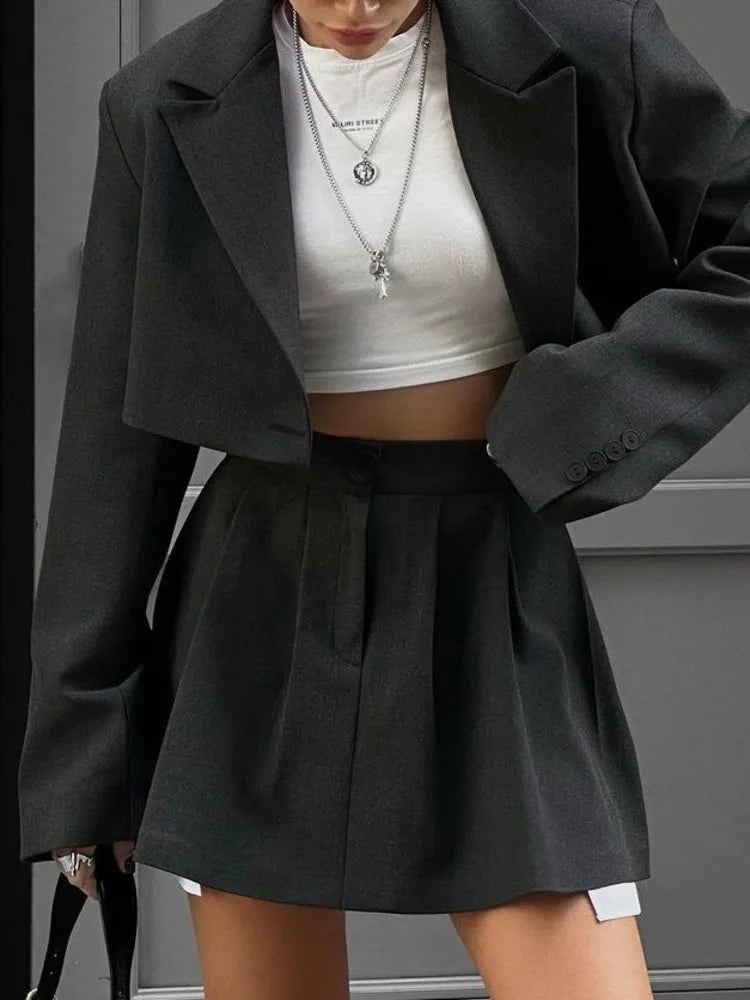 Suit Top Short Skirt Two-piece Set for Autumn New Suit Slim High Waist Slimming Temperament Two-piece Set