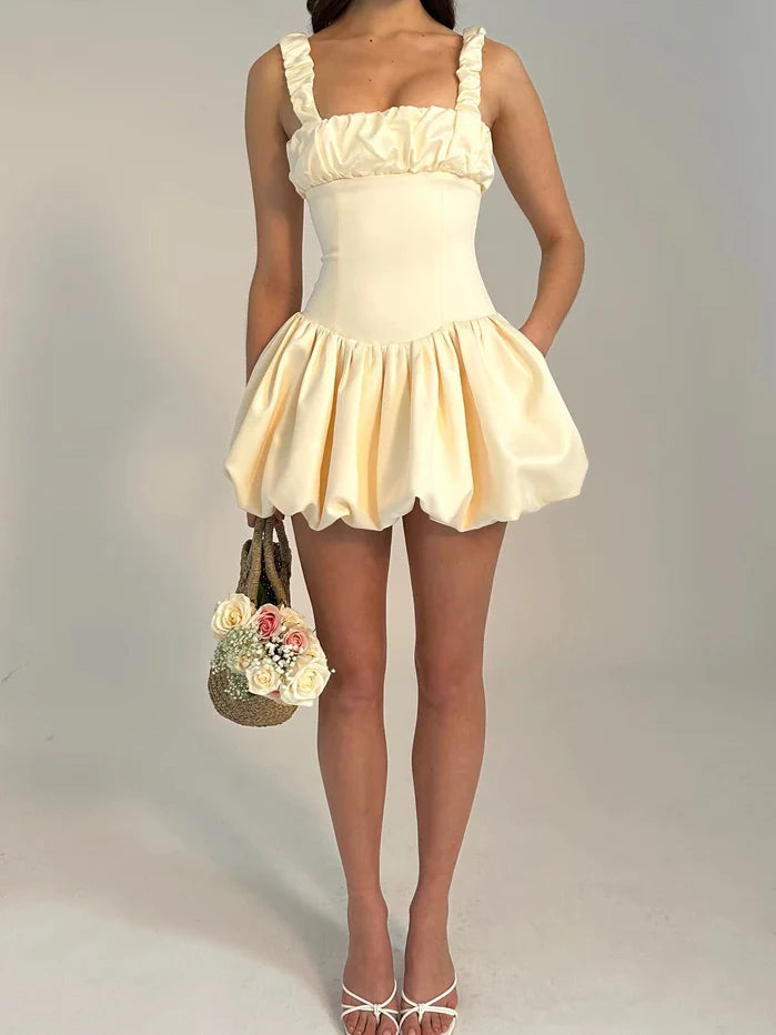 Camisole Pleated Zipper Mini Dress