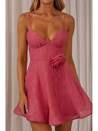 3d V-neck Mini Dress