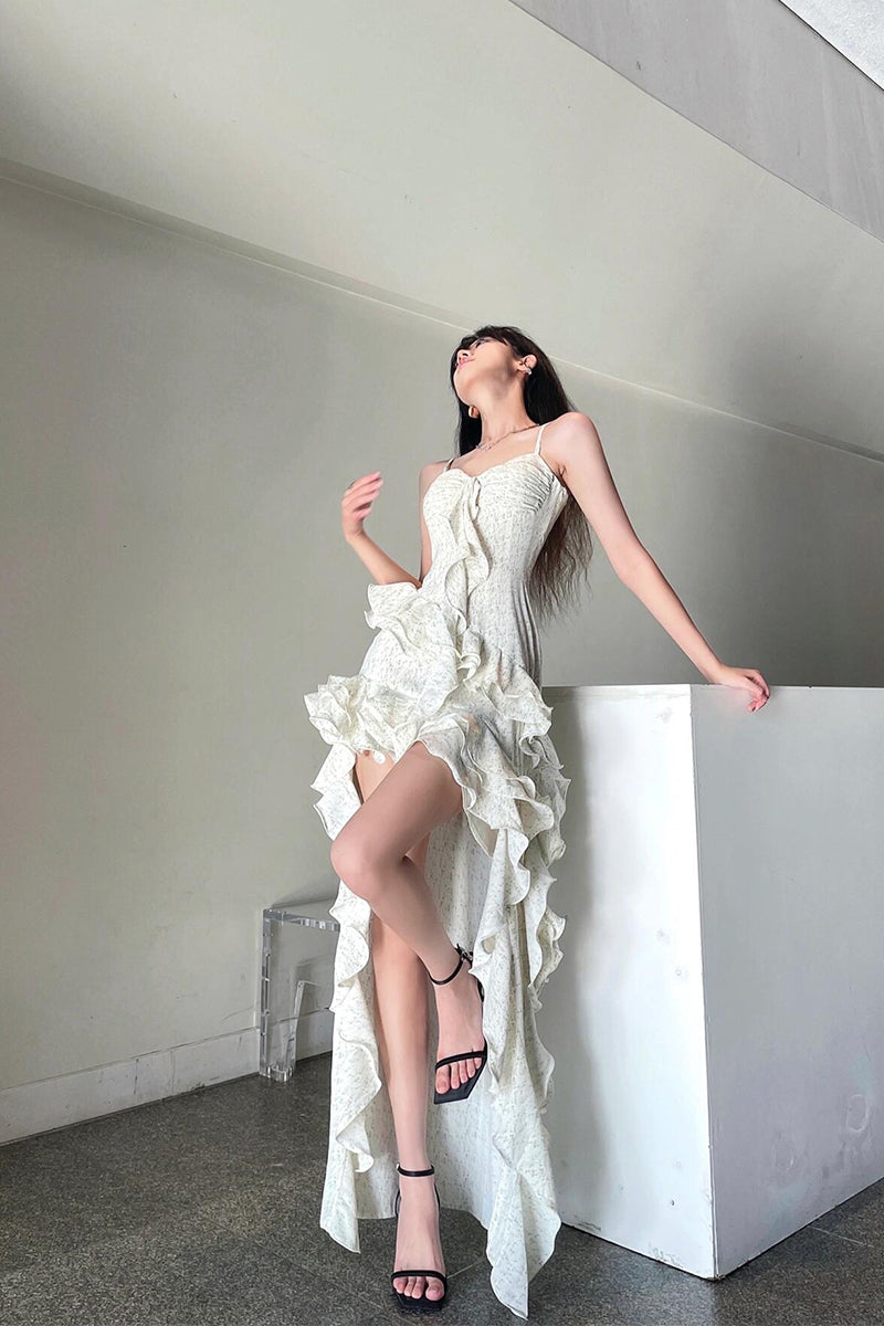 Asymmetrical Ruffle Maxi Dress _ Beach Goddess Look