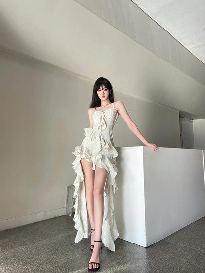 Asymmetrical Ruffle Maxi Dress _ Beach Goddess Look
