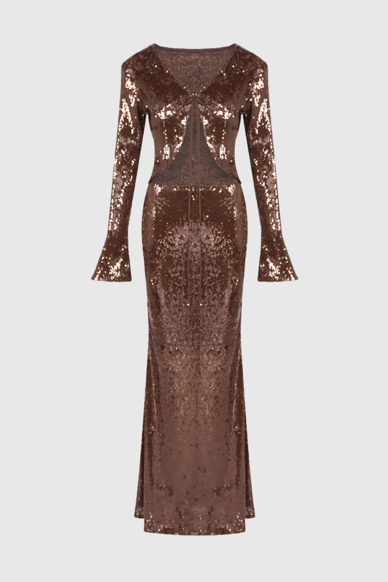 Aubelin Sequin Two Piece Set - Brown