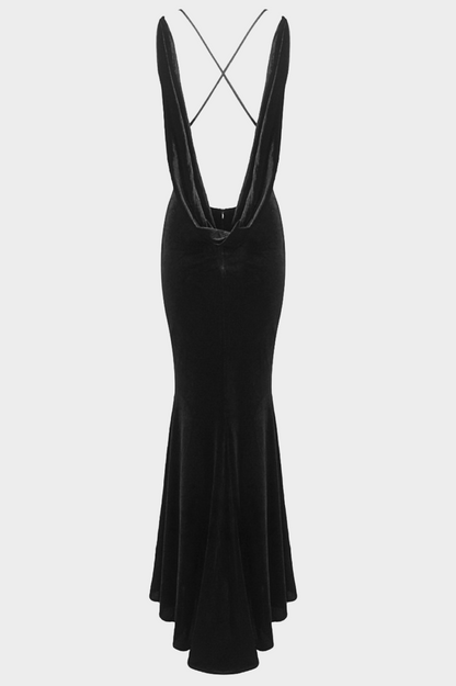 Aurora Velvet Backless Maxi Dress