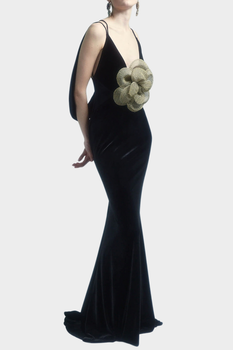 Aurora Velvet Backless Maxi Dress
