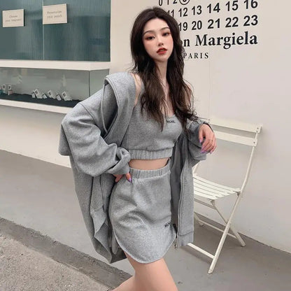 Autumn Reduction Fitness Running Sweatshirt Mini Skirt