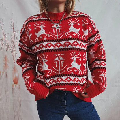 Reindeer Printed Christmas Sweat Sweater