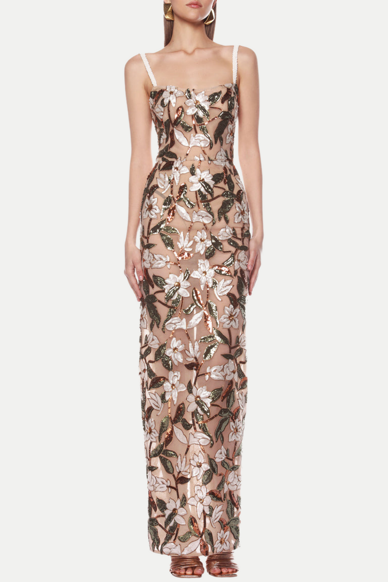 Azul Sequin Embroidered Maxi Dress