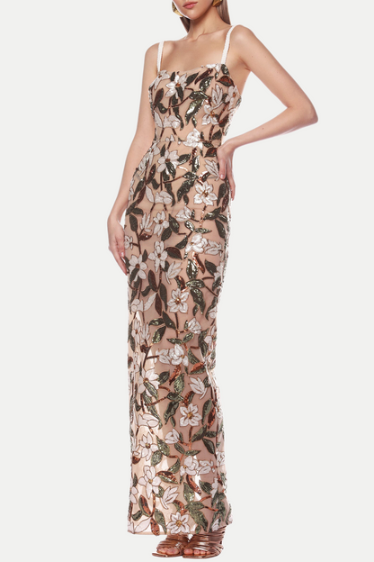 Azul Sequin Embroidered Maxi Dress