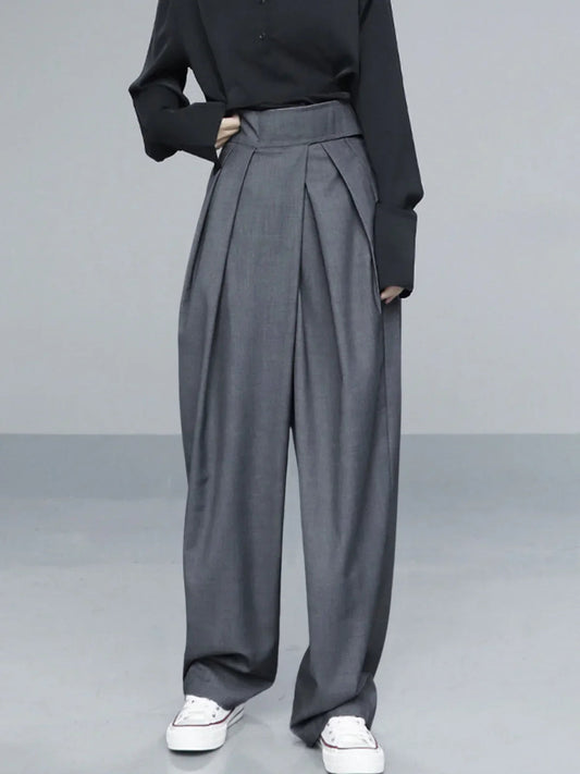 Hook-and-loop Fastener Wide Leg Velcro Pants
