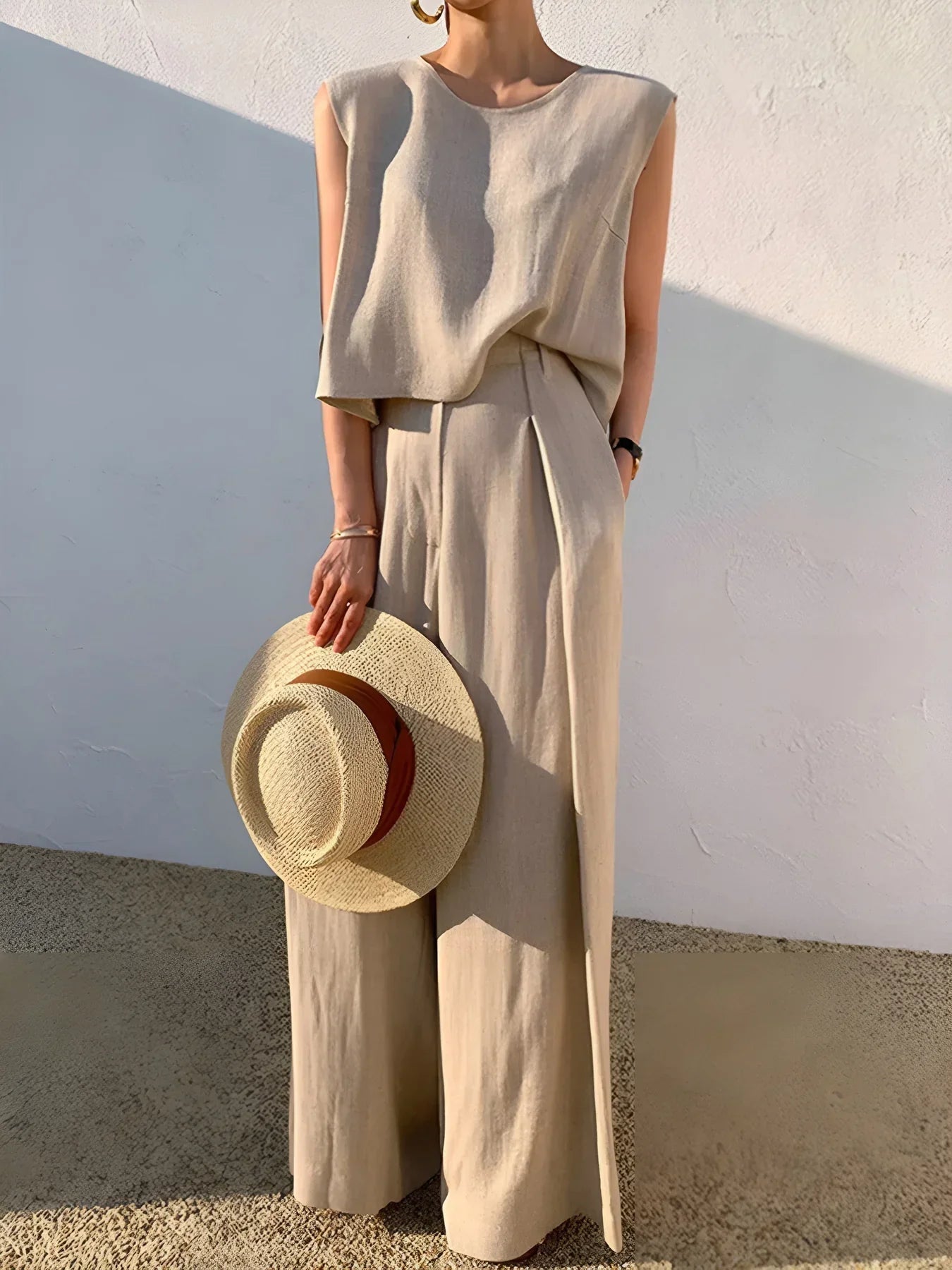 Linen Blends Pants Matching Suit