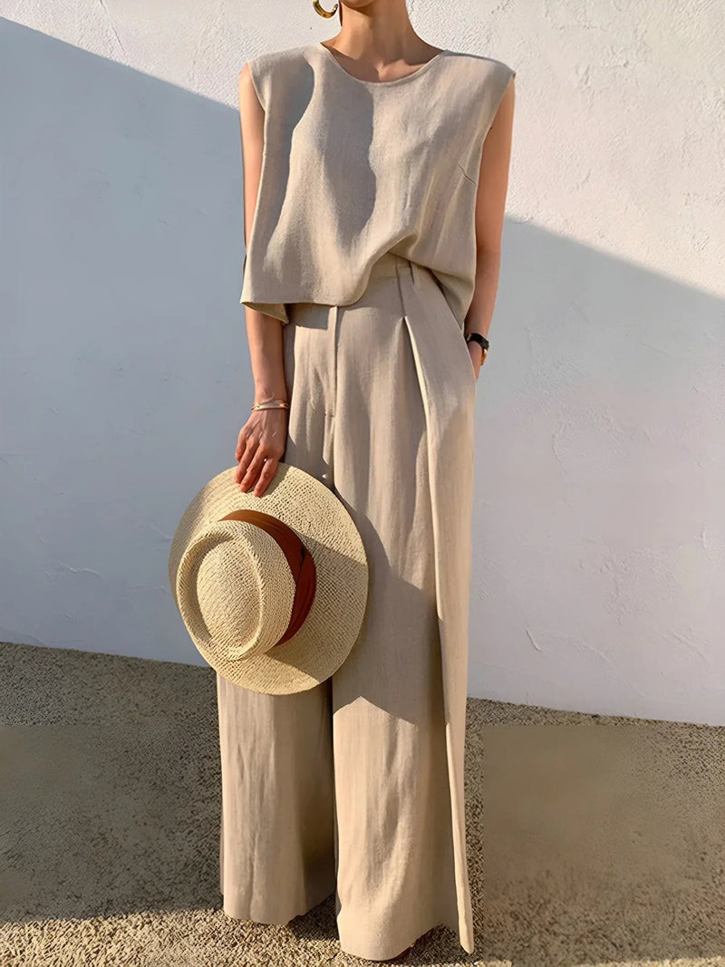 Linen Blends Pants Matching Suit