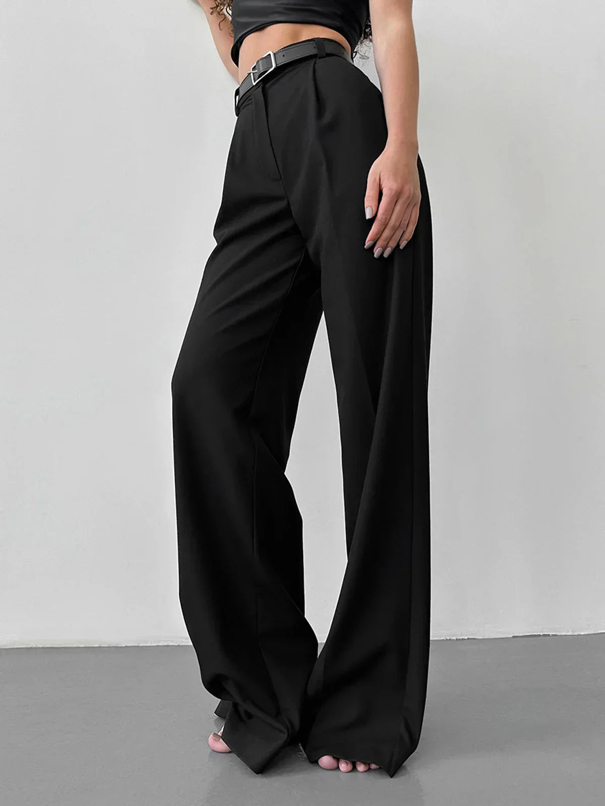 Must-have High-waist Wide Leg Black Pants