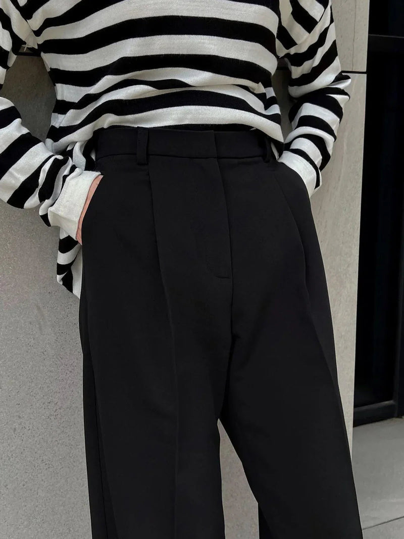 Must-have High-waist Wide Leg Black Pants
