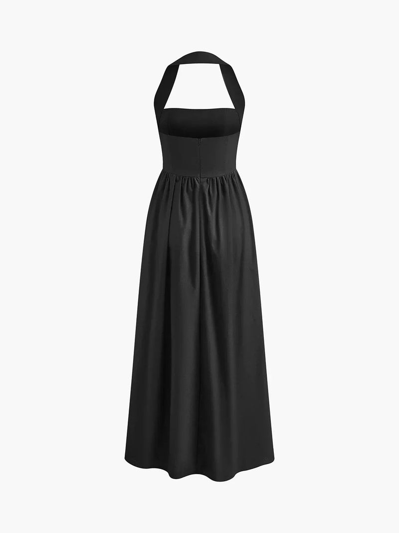 Simple and Cotton & Linen Halter a Line Long Dress