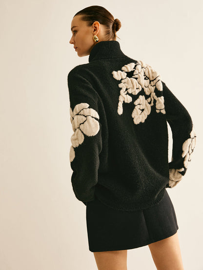 Wool-blend Turtleneck Jacquard Sweater