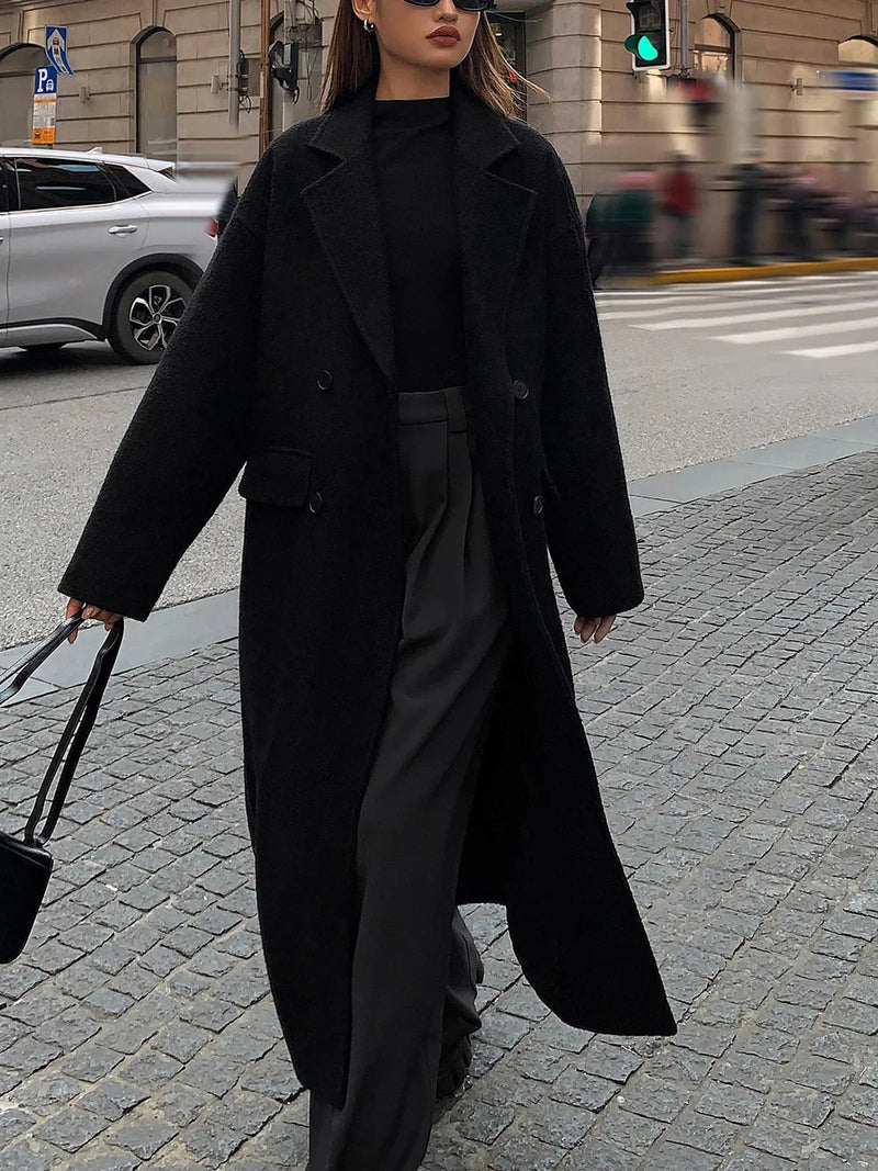 Wool-blend Tweed Long Coat