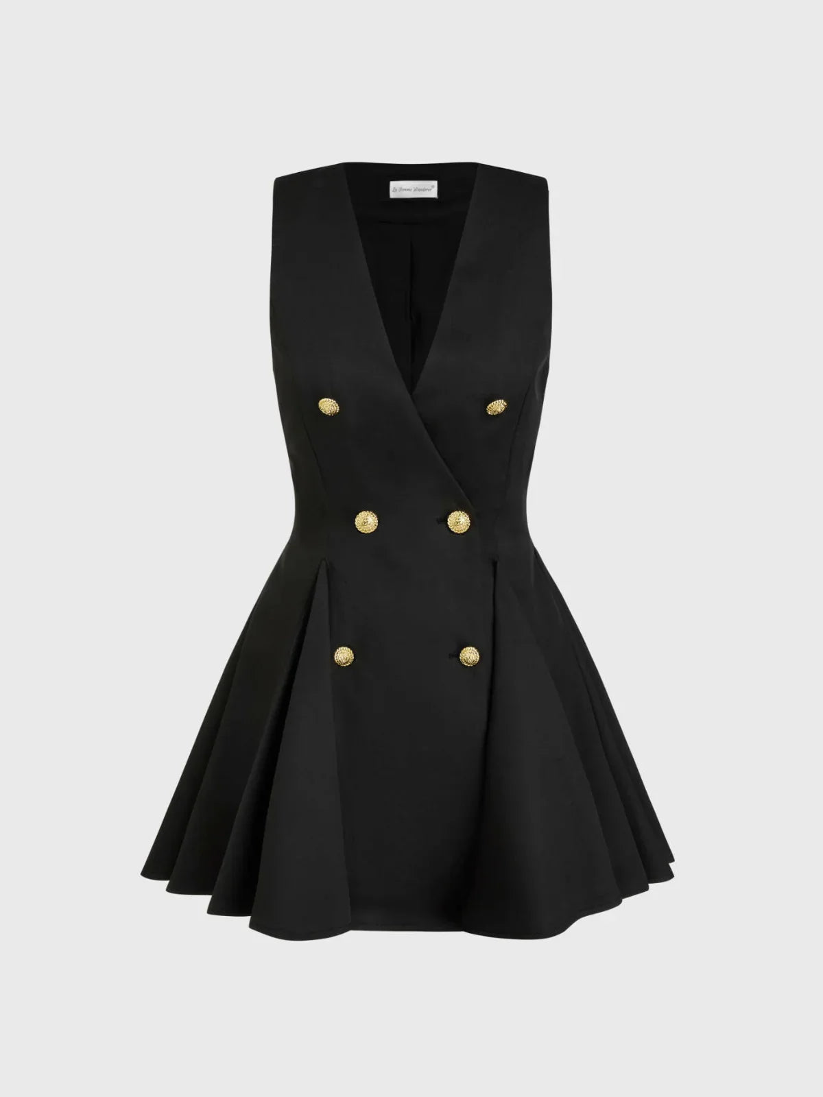 V-neck Button Ruffle Hem Mini Dress