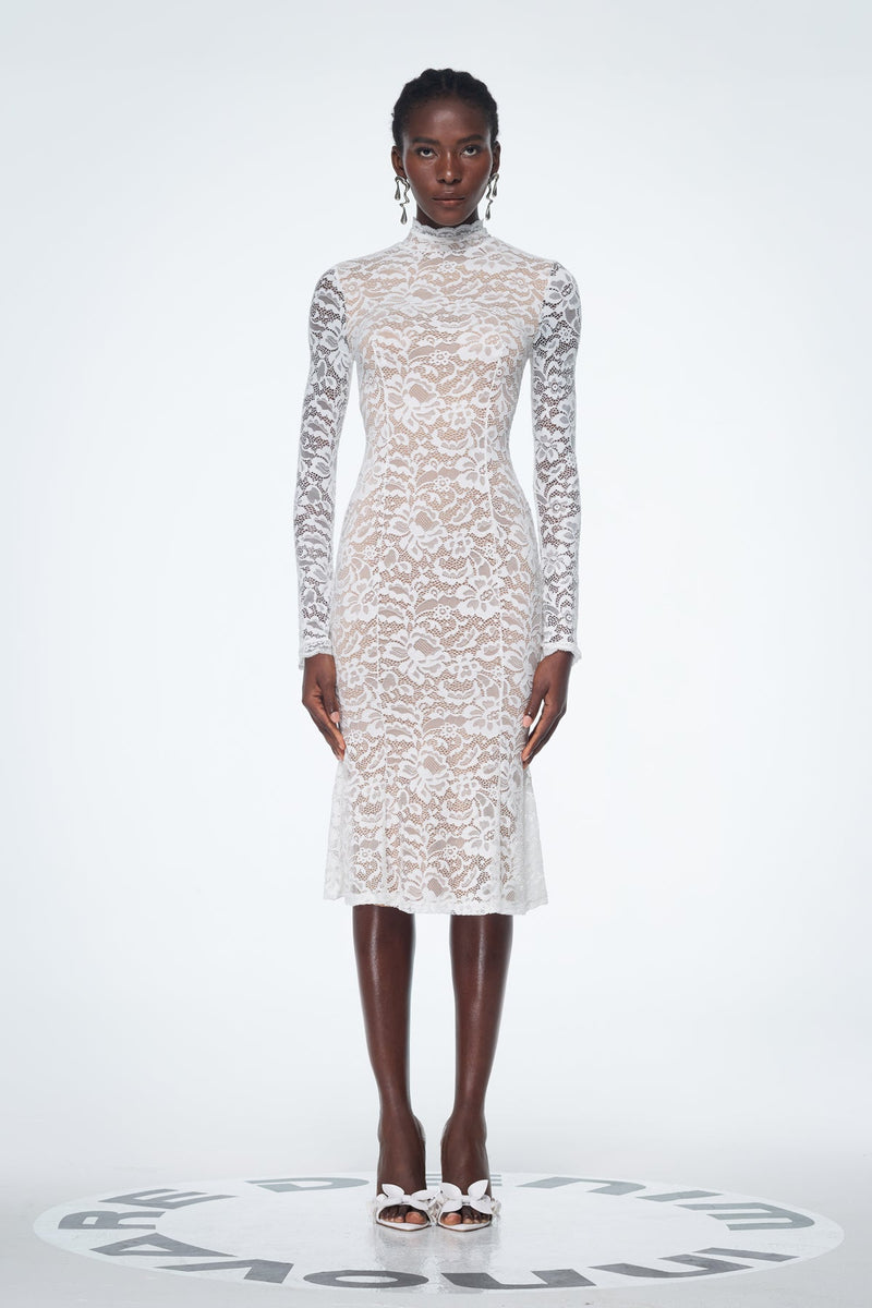 Babatunde Lace Bodycon Midi Dress