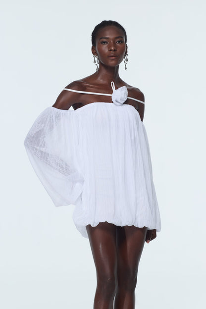 Babs Balloon Sleeve Mesh Mini Dress