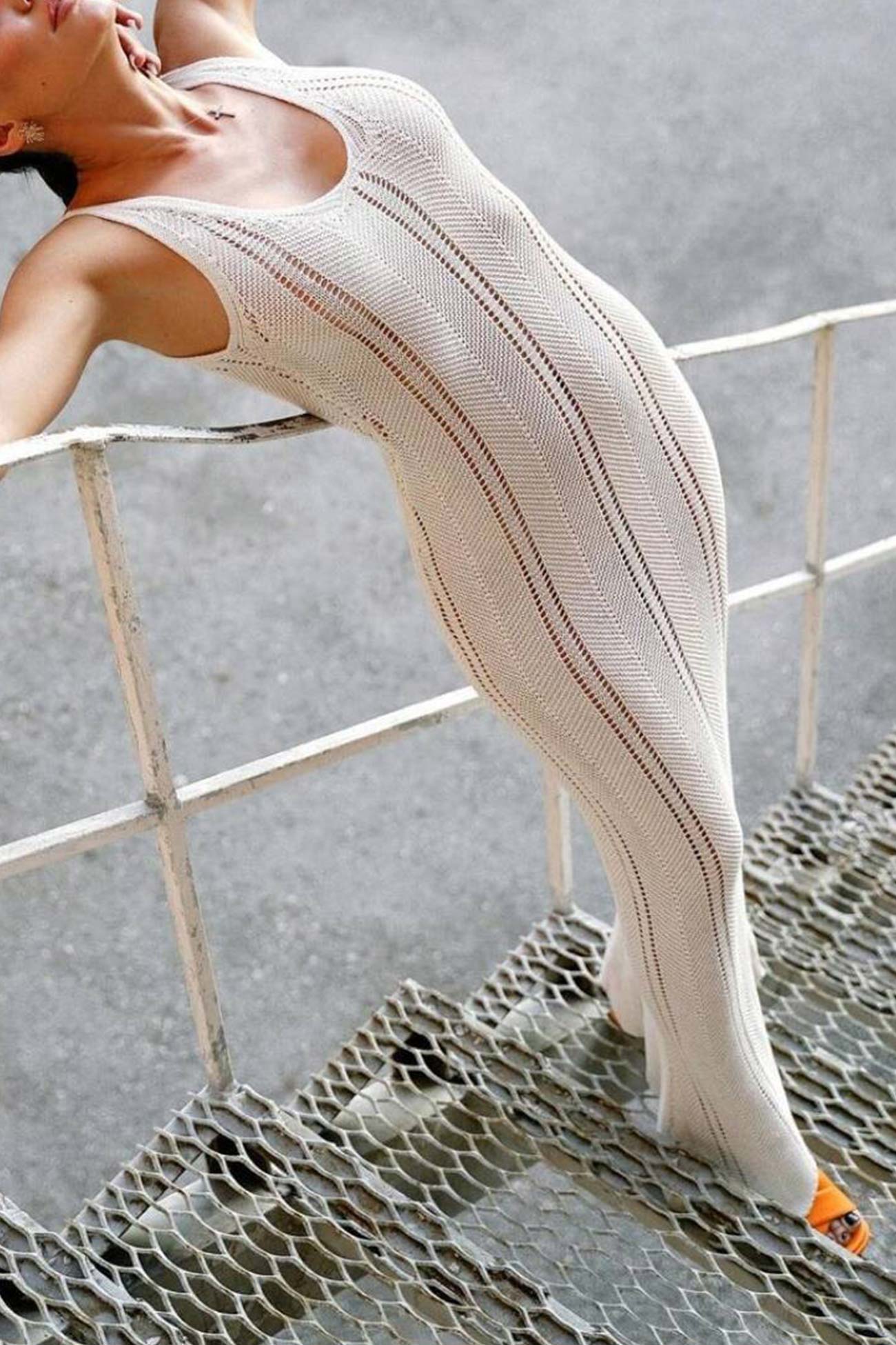 Backless Hollow Out Knit Tank Dress