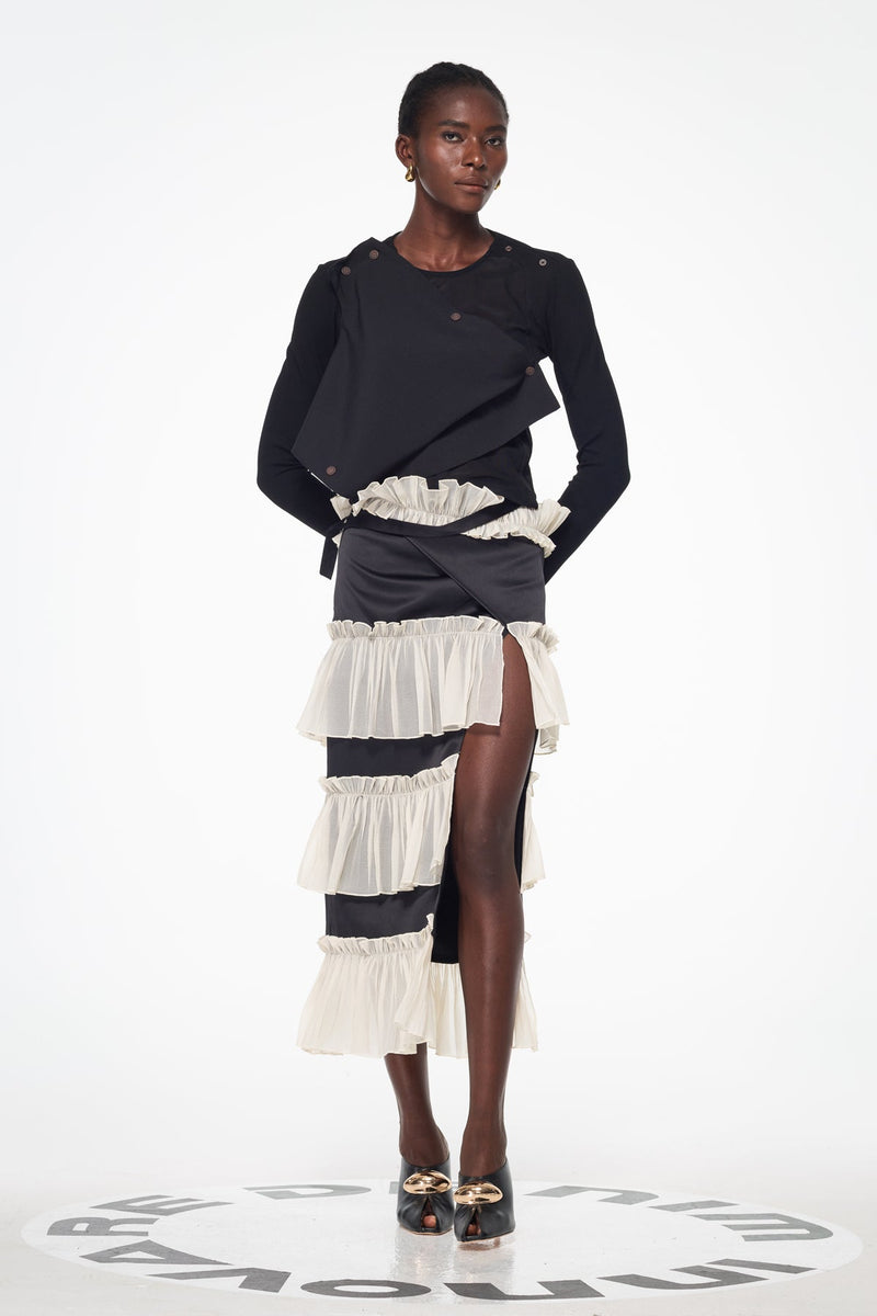 Argus Deconstruct Ruch Mesh Split Skirt