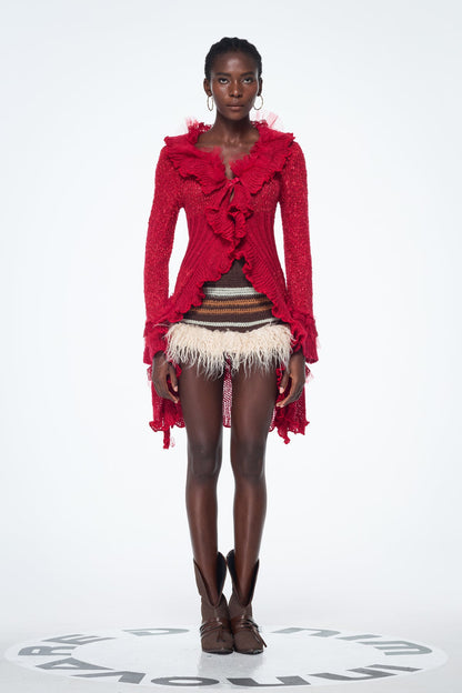 Baldassare Faux Fur Knit Mini Skirt