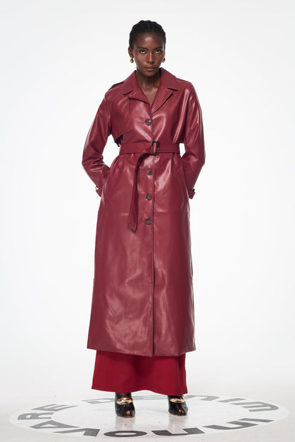 Baldechild Buckle Leather Coat