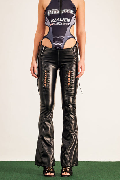 Barna Lace Up Leather Bootcut Pants