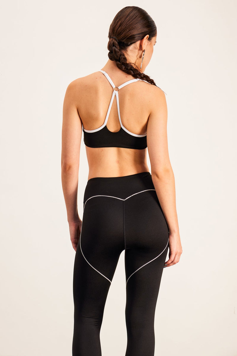 Barney Cutout Crop Bodycon Pants Set in Black