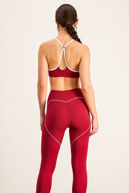 Barney Cutout Crop Bodycon Pants Set in Red