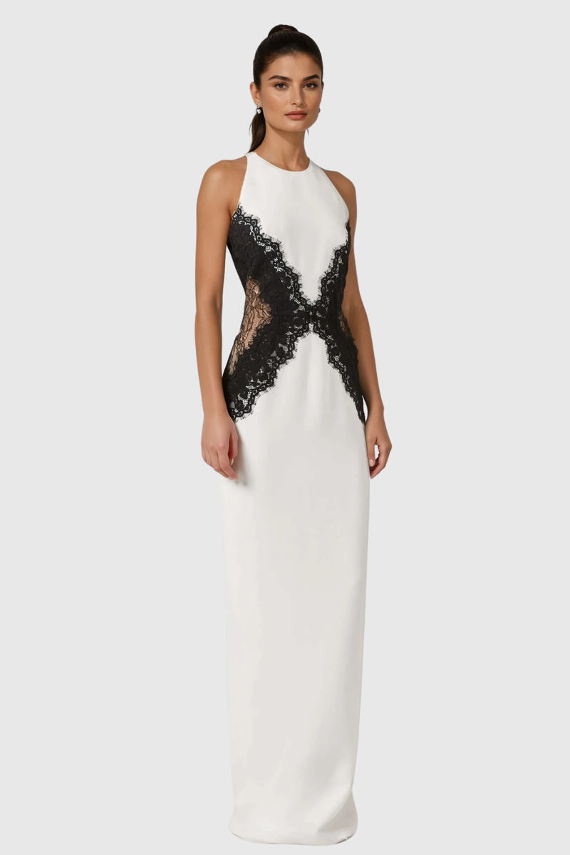 Barret Butterfly Lace Split Maxi Dress