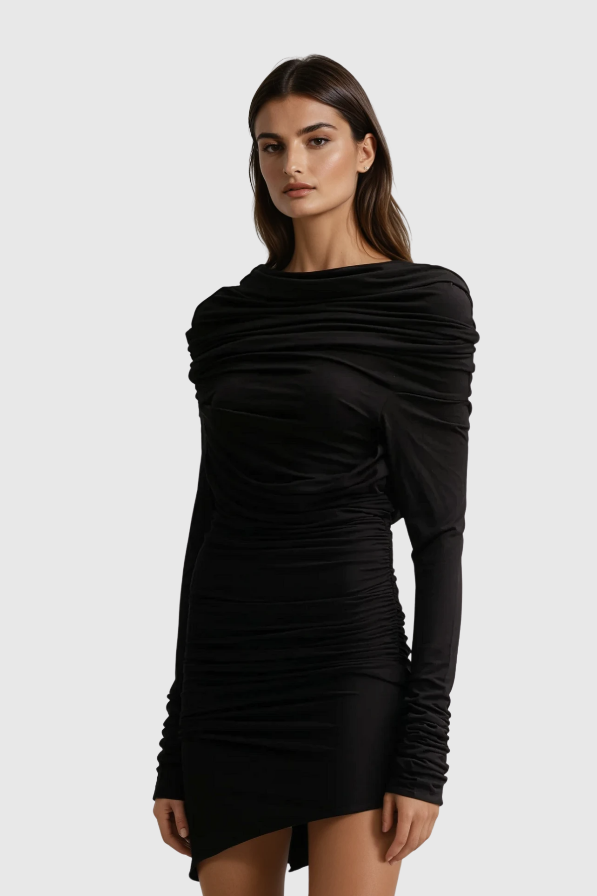Barry Ruch Asymmetric Mini Dress in Black