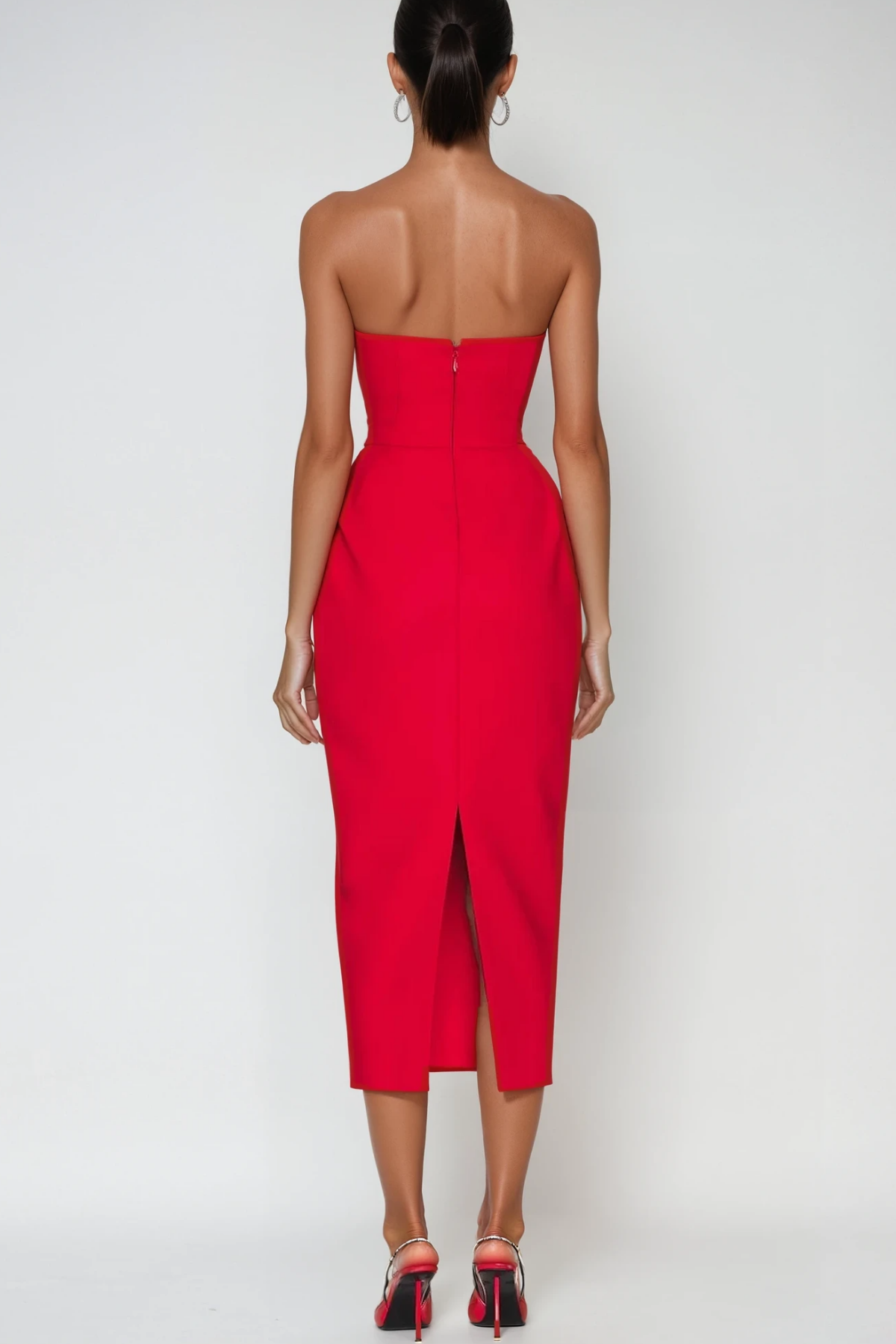 Bastien Strapless Maxi Dress in Red