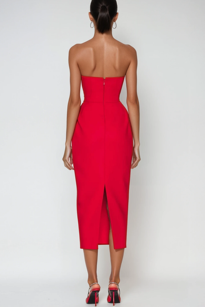 Bastien Strapless Maxi Dress in Red
