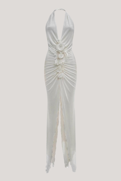 Batyah Halter Neck Flower Split Maxi Dress
