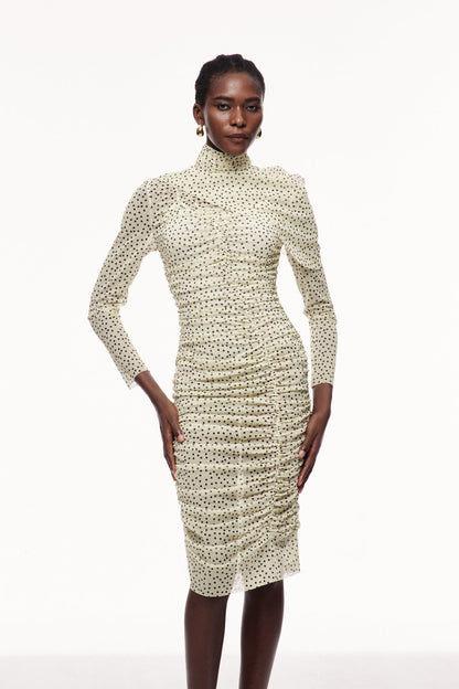 Bau Asymmetric Ruch Shawl Midi Dress