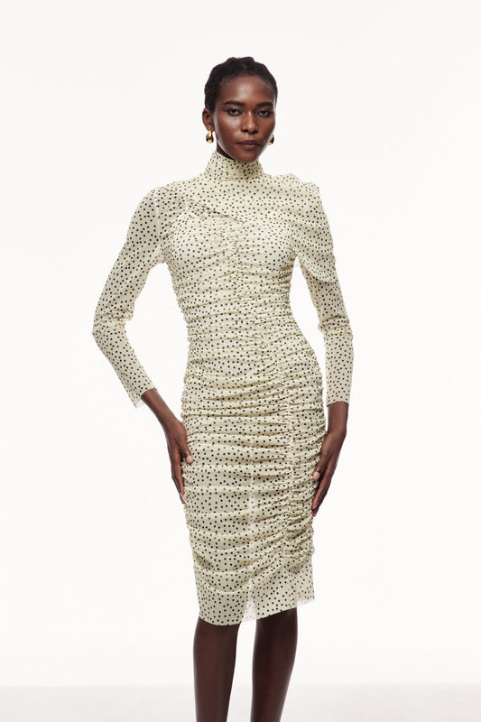 Bau Asymmetric Ruch Shawl Midi Dress