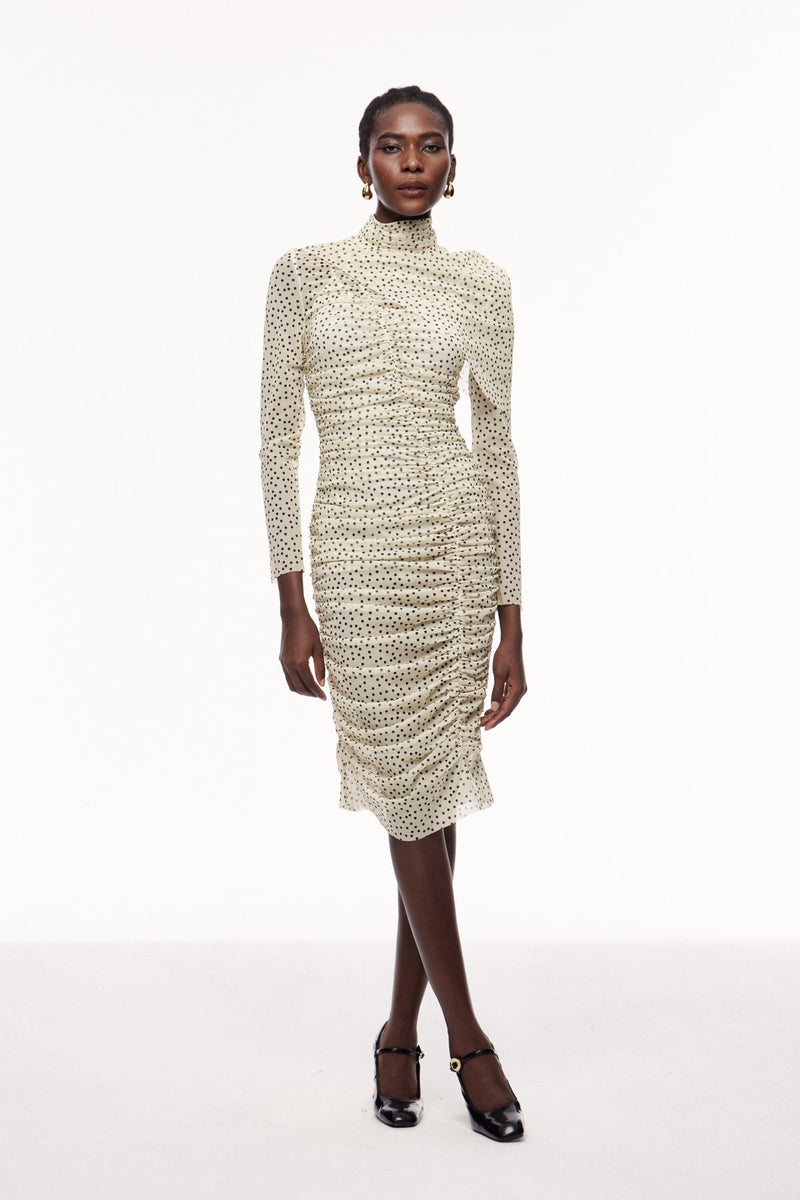 Bau Asymmetric Ruch Shawl Midi Dress