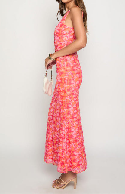 Orsa Orange Print Maxi Dress