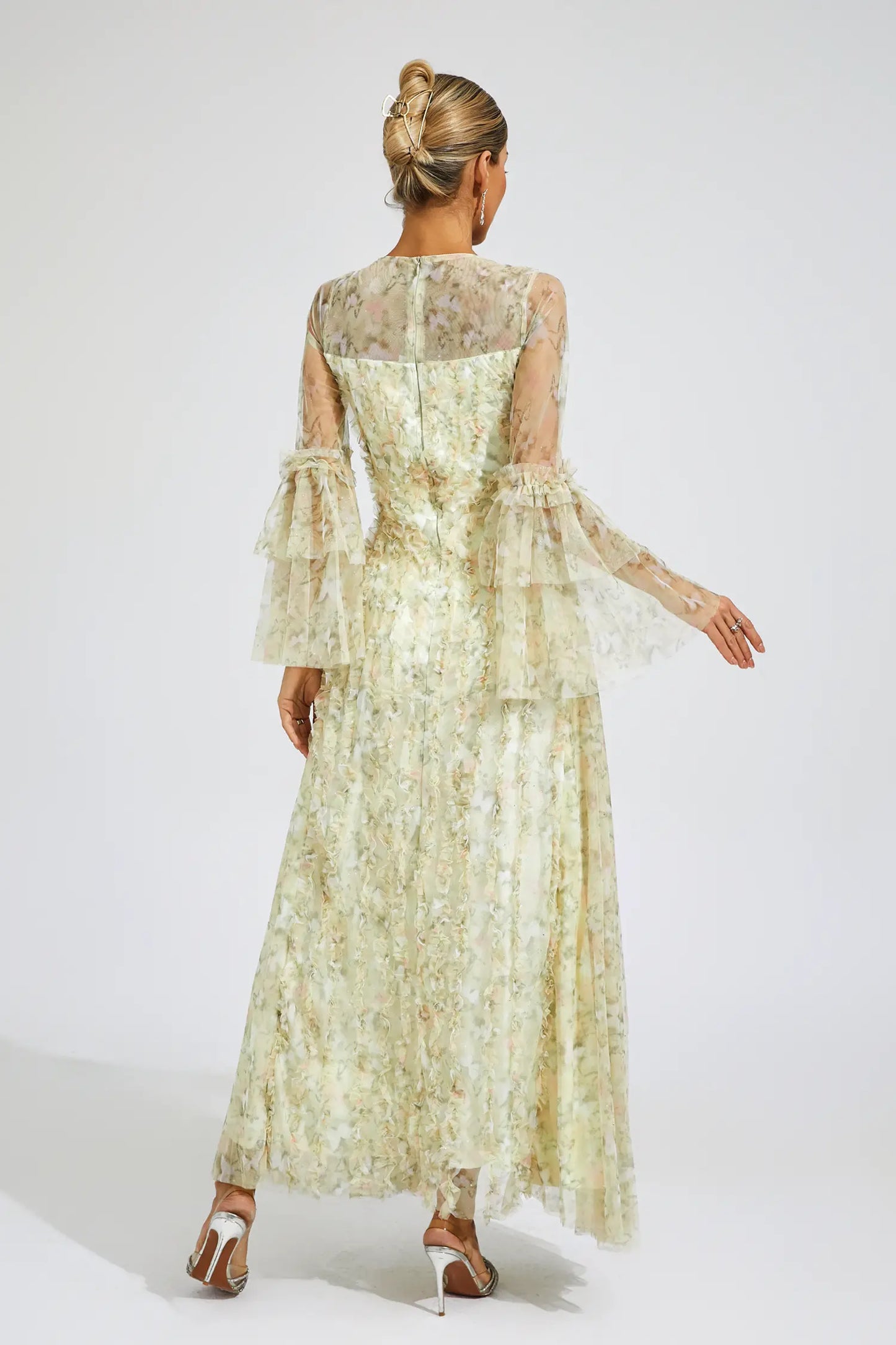 Becky Yellow Mesh Maxi Dress