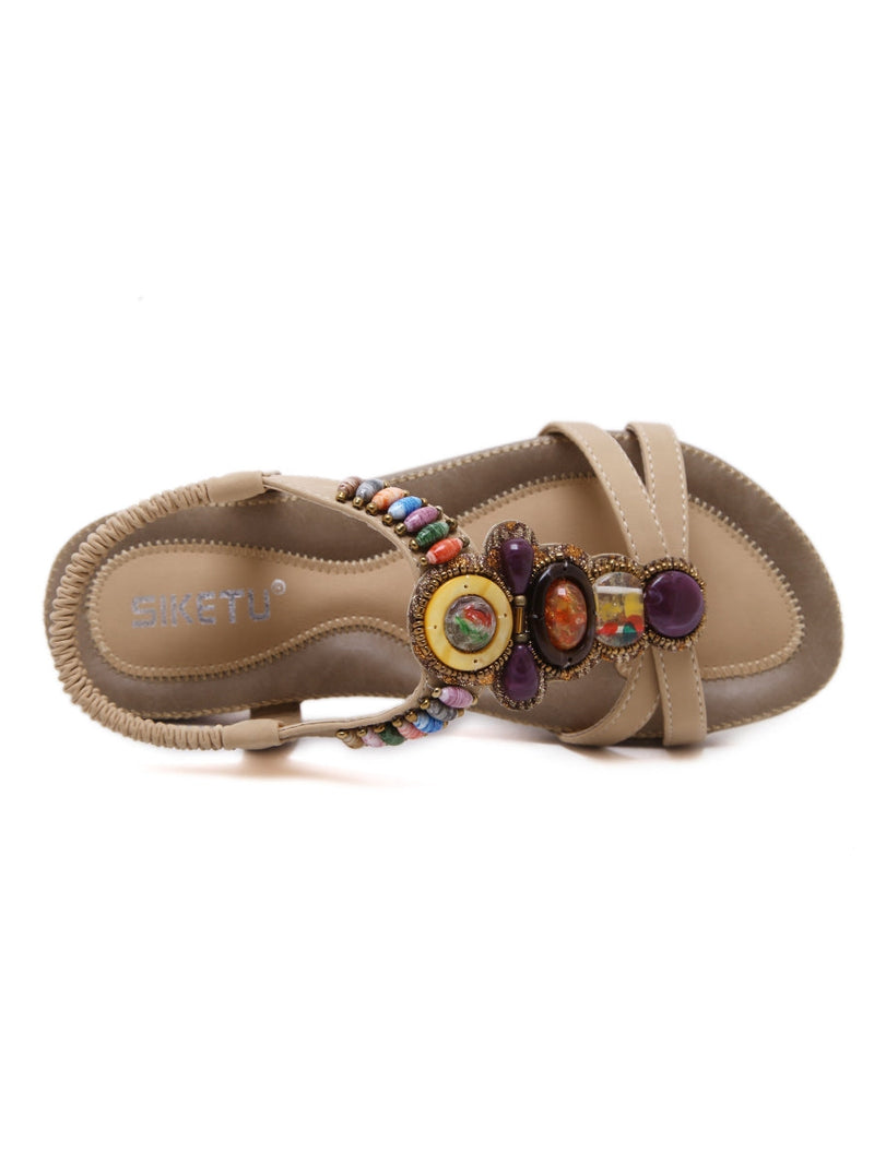 Siketu | Beige Stone-embellished Sandal
