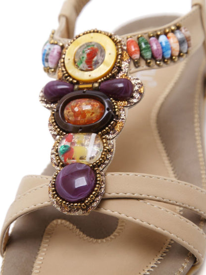 Siketu | Beige Stone-embellished Sandal
