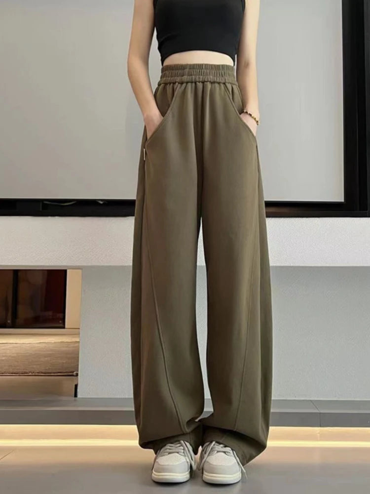 Korean Autumn High Waist Wide Leg Sweatpants