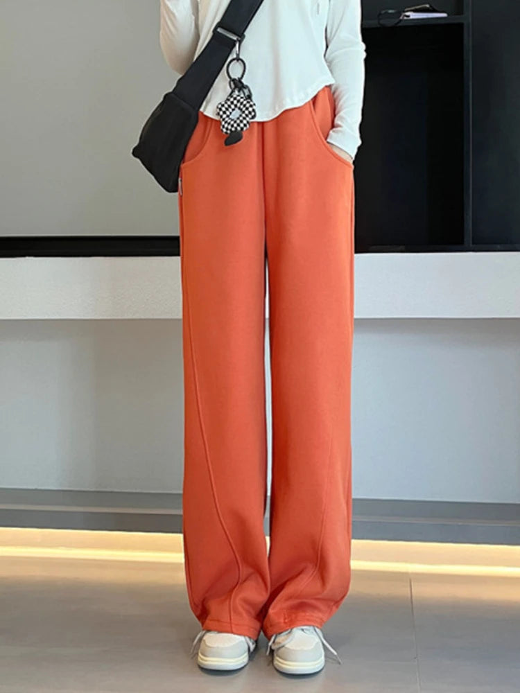 Korean Autumn High Waist Wide Leg Sweatpants