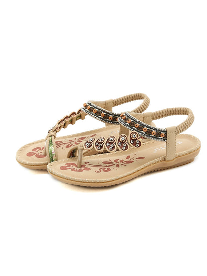 Beige Heart Trimed Slide Flat Sandals - Siketu